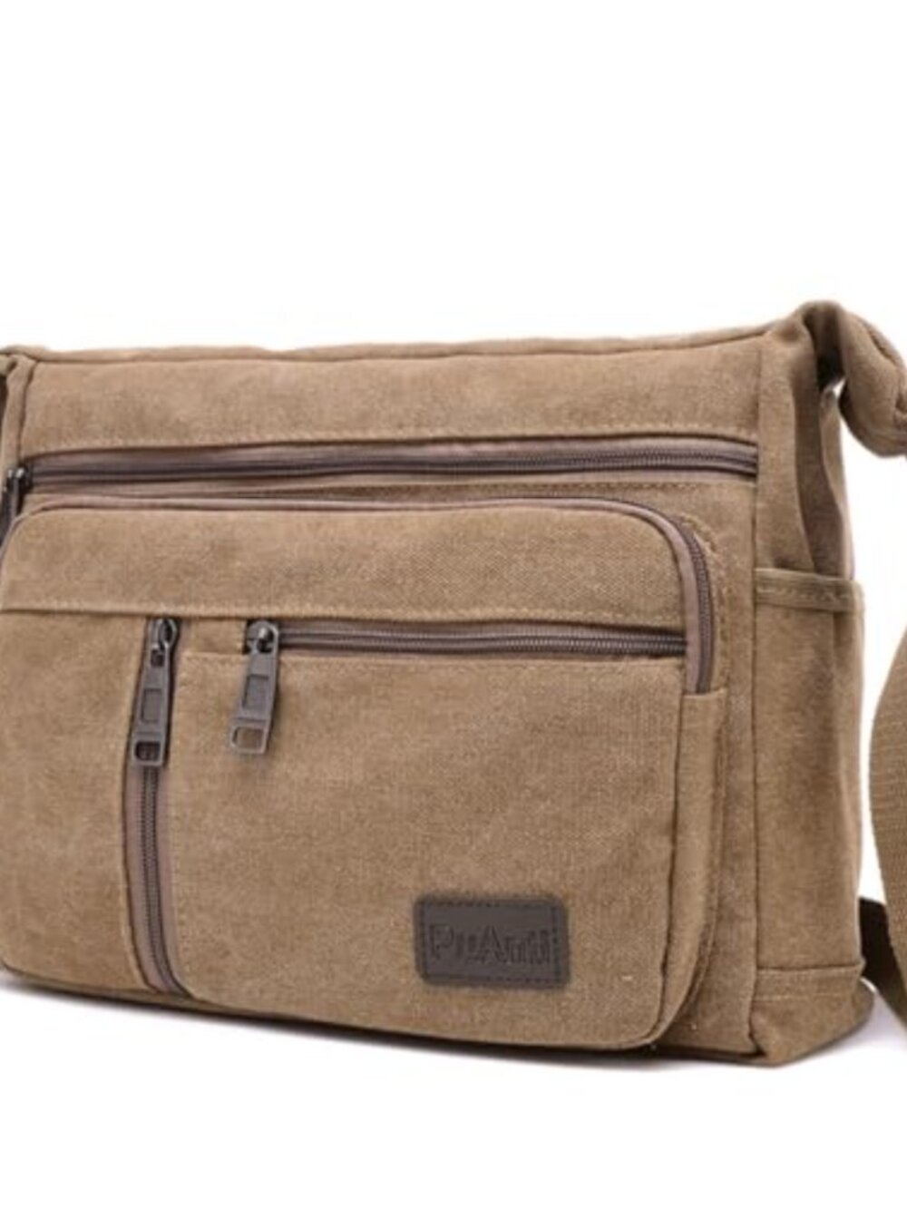 Large Canvas Crossbody Sling Bag for Work Travel with Adjustable Strap